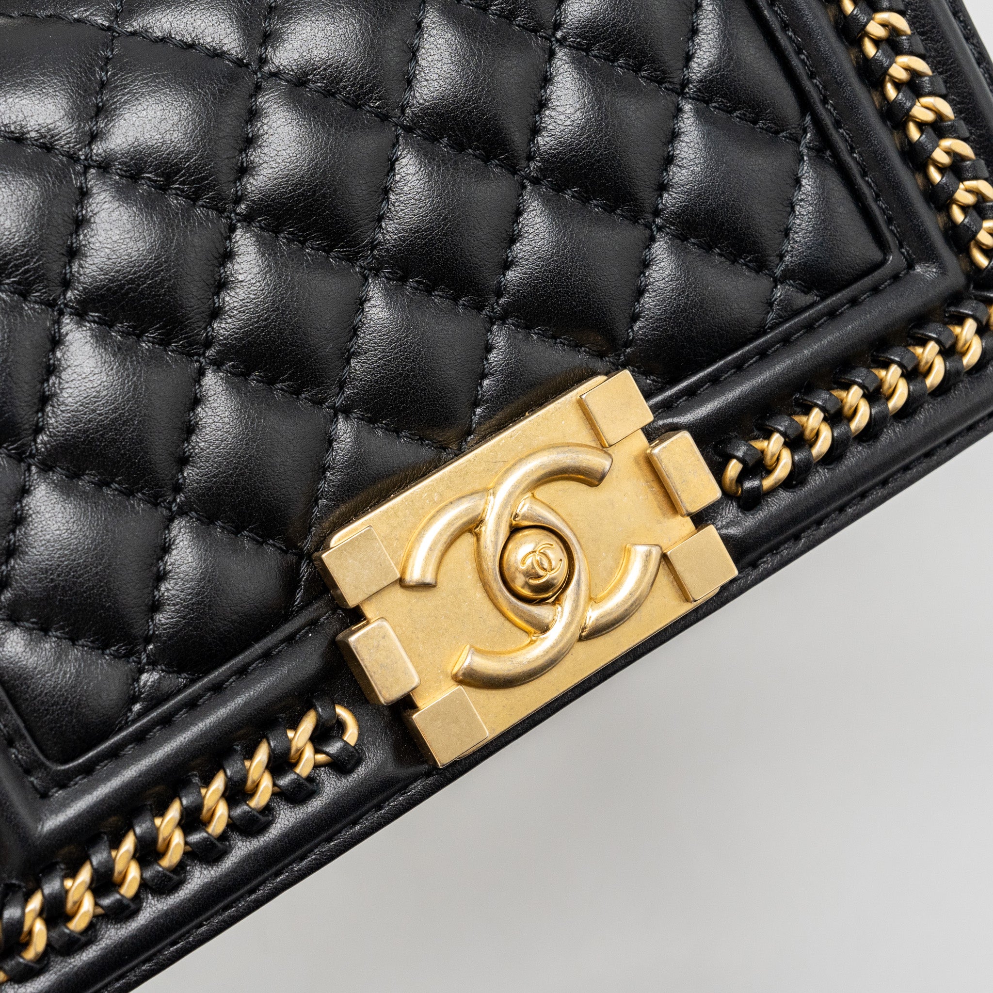CHANEL TOP HANDLE SMALL BOY BAG LIMITED EDITION CALFSKIN BLACK GHW(MICROCHIP)