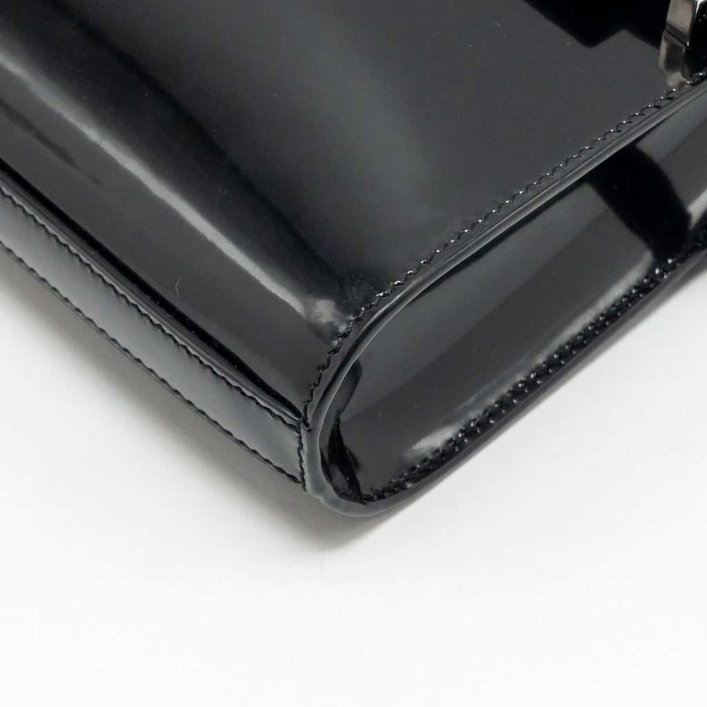 SAINT LAURENT MINI MANHATTAN SHOULDER BAG SHINY CALFSKIN BLACK SHW