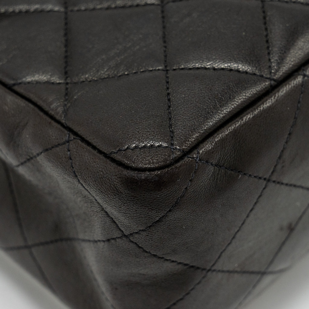CHANEL VINTAGE JUMBO CLASSIC DOUBLE FLAP BAG LAMBSKIN BLACK GHW