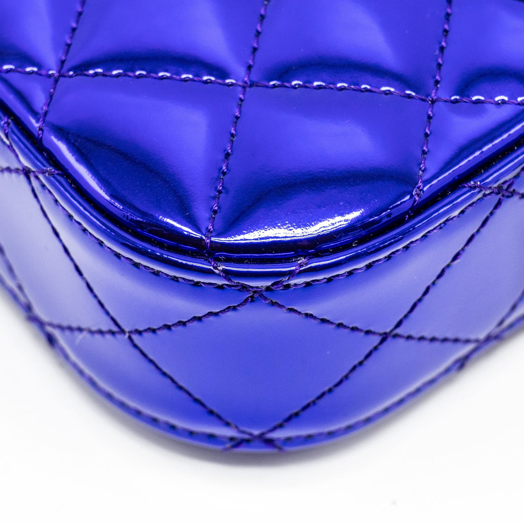 CHANEL 24C MINI FLAP BAG WITH STAR COIN PURSE PATENT/CALFSKIN METALLIC PURPLE LGHW (MICROCHIP)