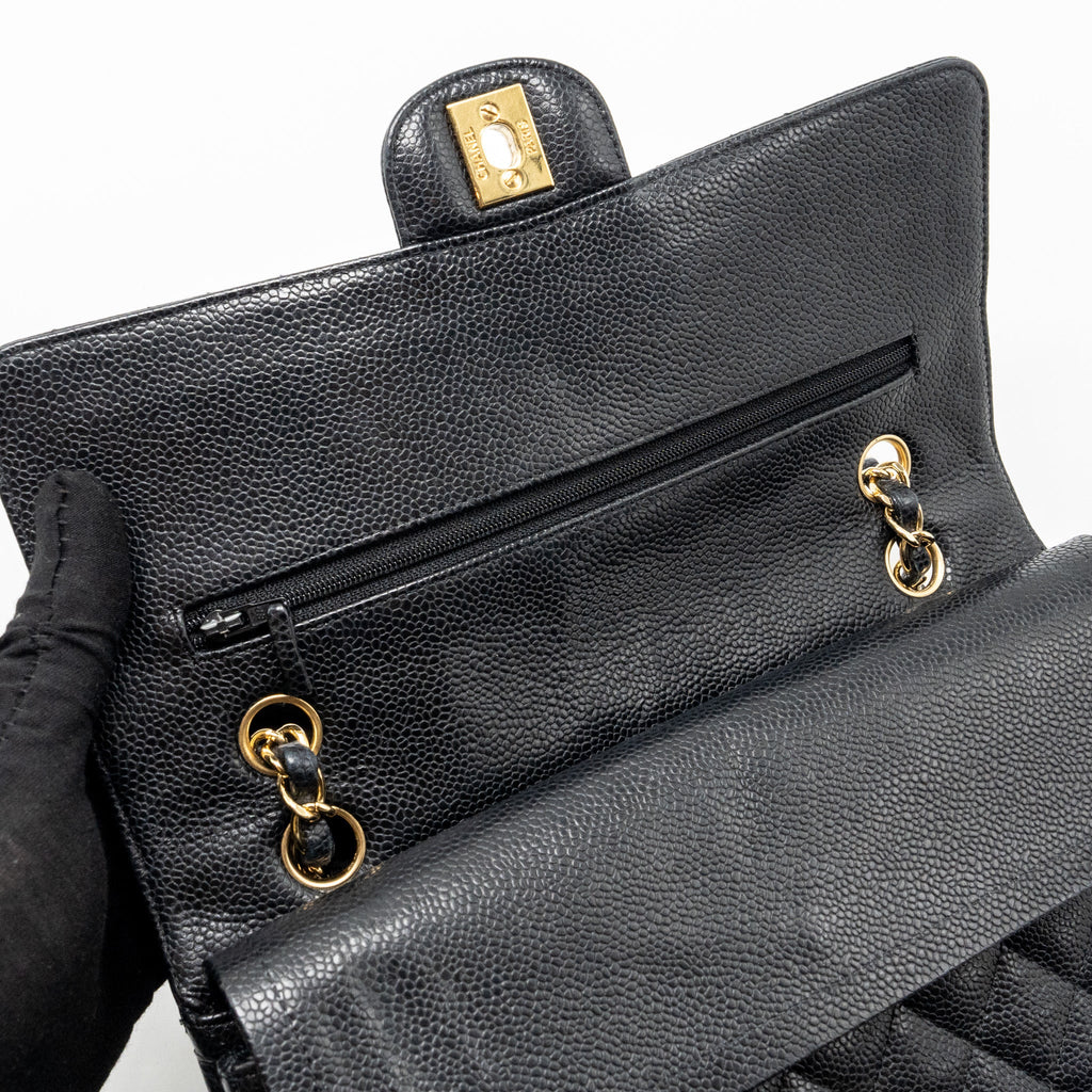 CHANEL MEDIUM CLASSIC DOUBLE FLAP BAG CAVIAR BLACK GHW
