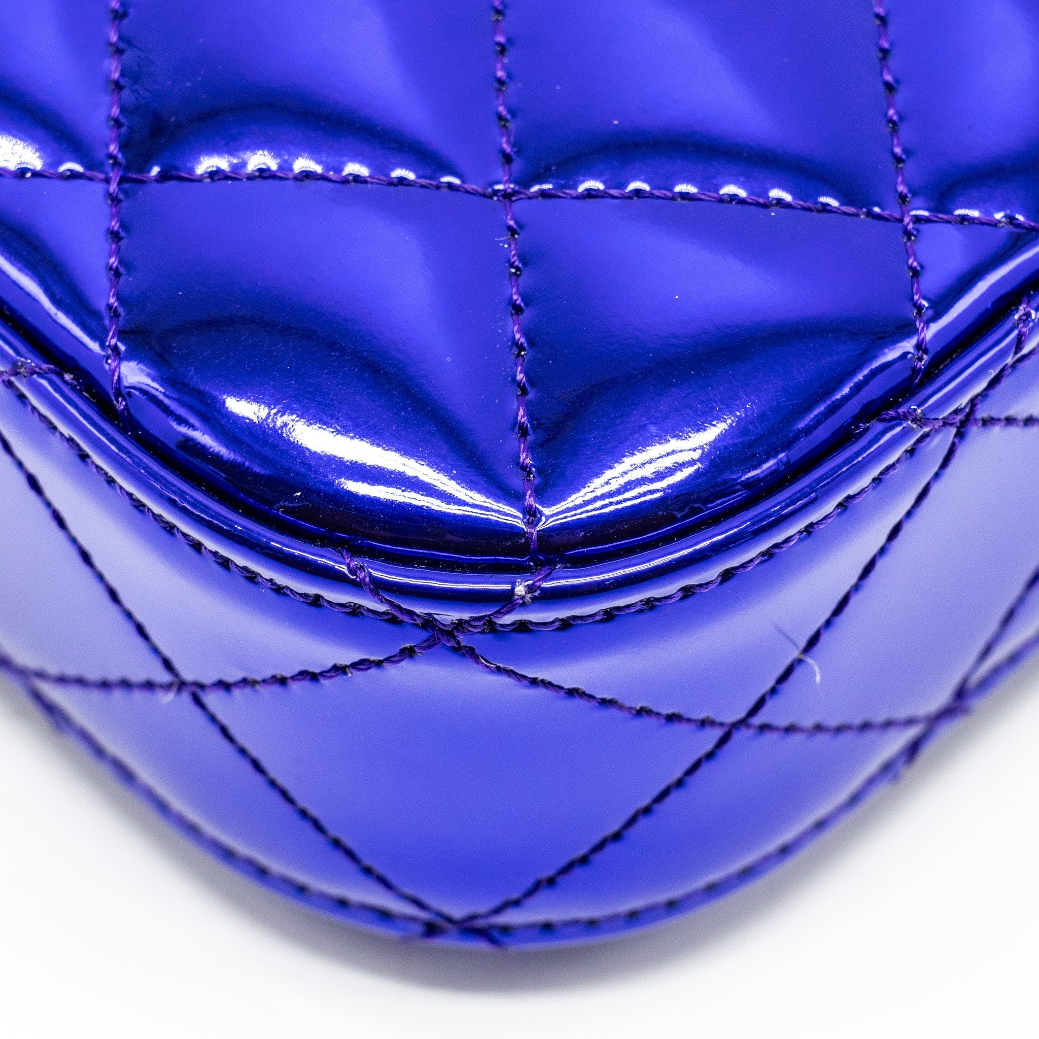 CHANEL 24C MINI FLAP BAG WITH STAR COIN PURSE PATENT/CALFSKIN METALLIC PURPLE LGHW (MICROCHIP)