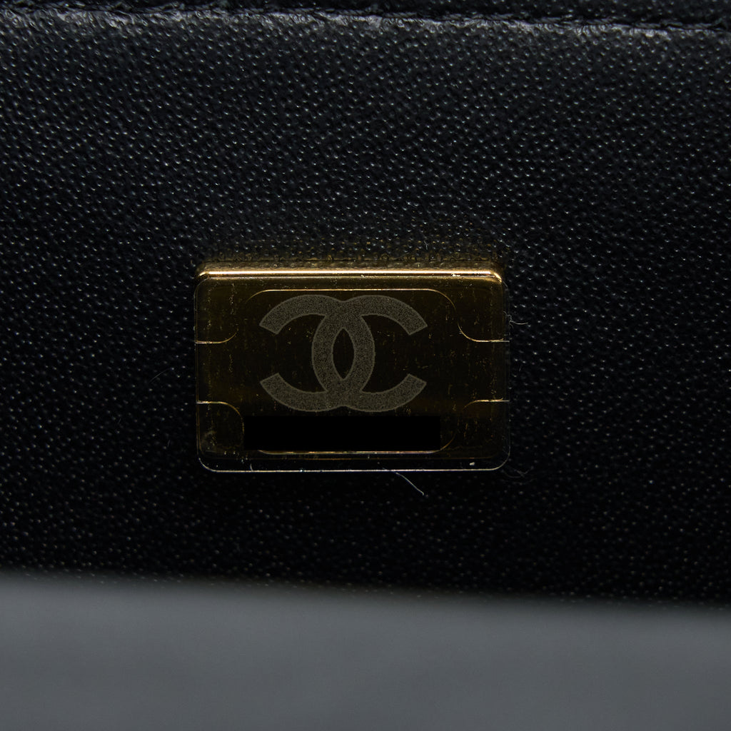 CHANEL 22P LION CHARM TOP HANDLE MINI RECTANGULAR FLAP BAG LAMBSKIN BLACK LGHW (MICROCHIP)