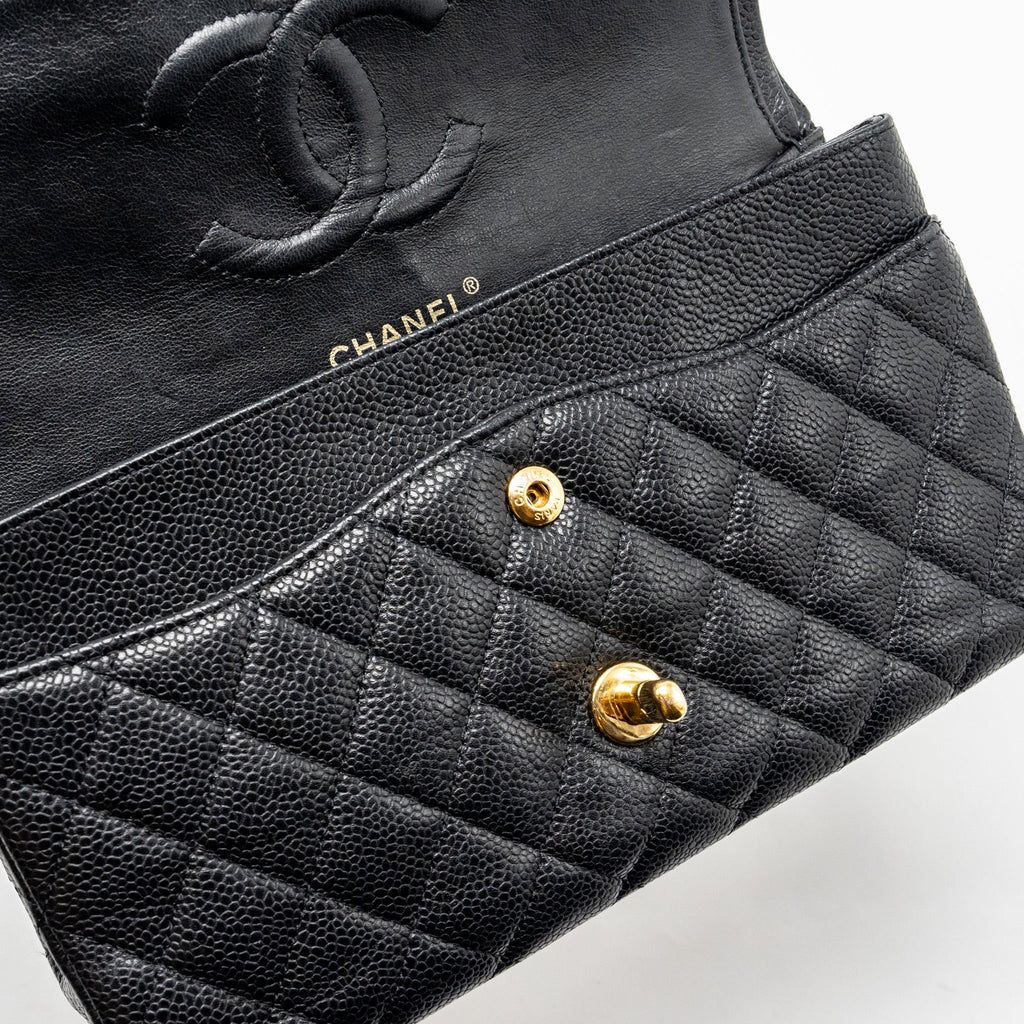 CHANEL MEDIUM CLASSIC DOUBLE FLAP BAG CAVIAR BLACK GHW