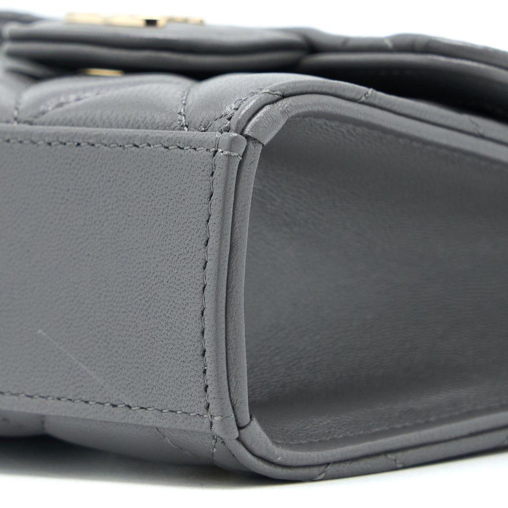 CHANEL MINI TOP HANDLE FLAP BAG LAMBSKIN DARK GREY LGHW
