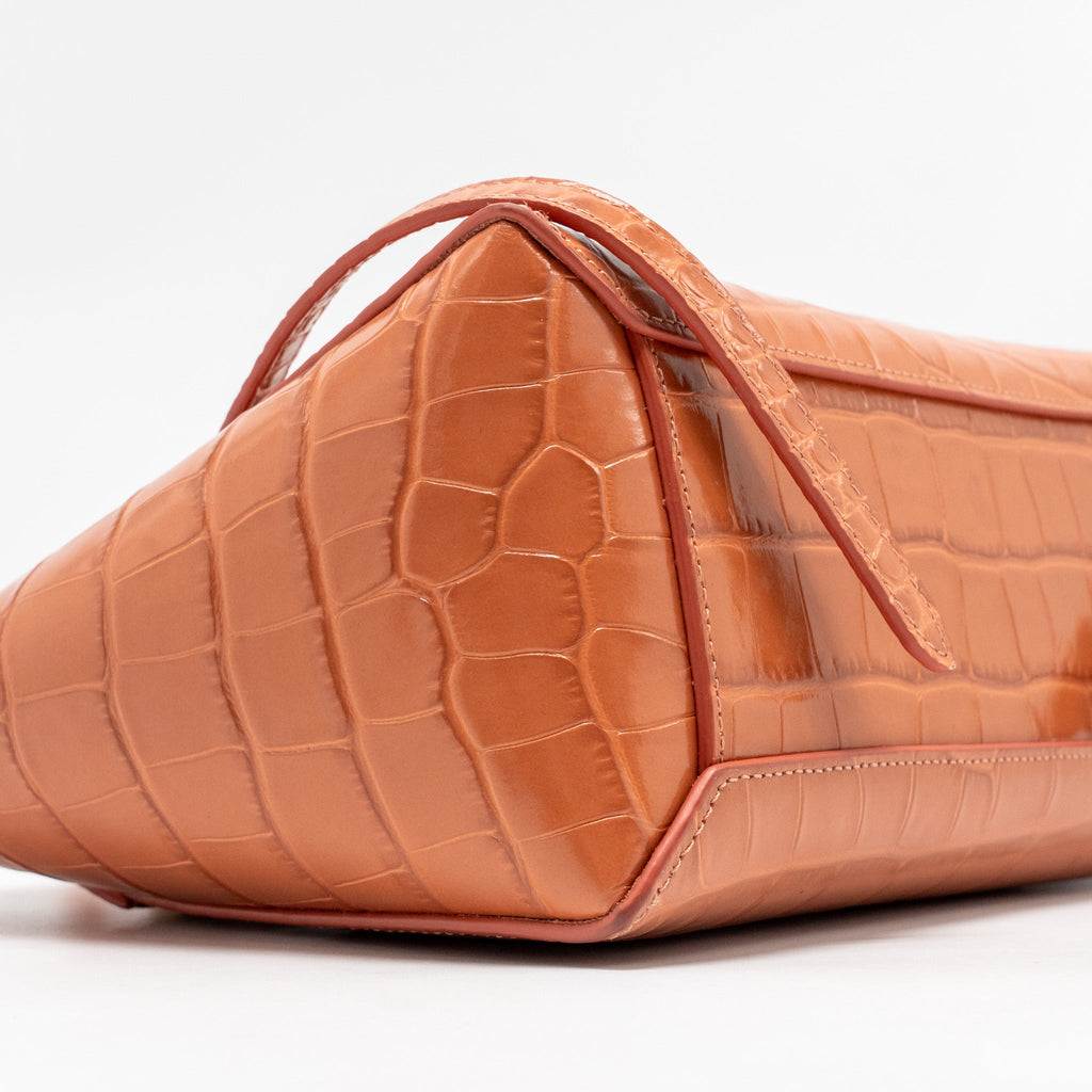 CELINE NANO BELT BAG CROC-EMBOSSED CALFSKIN LYCHEE PINK GHW