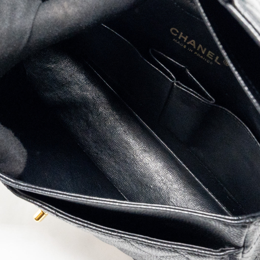 CHANEL MEDIUM CLASSIC DOUBLE FLAP BAG CAVIAR BLACK GHW