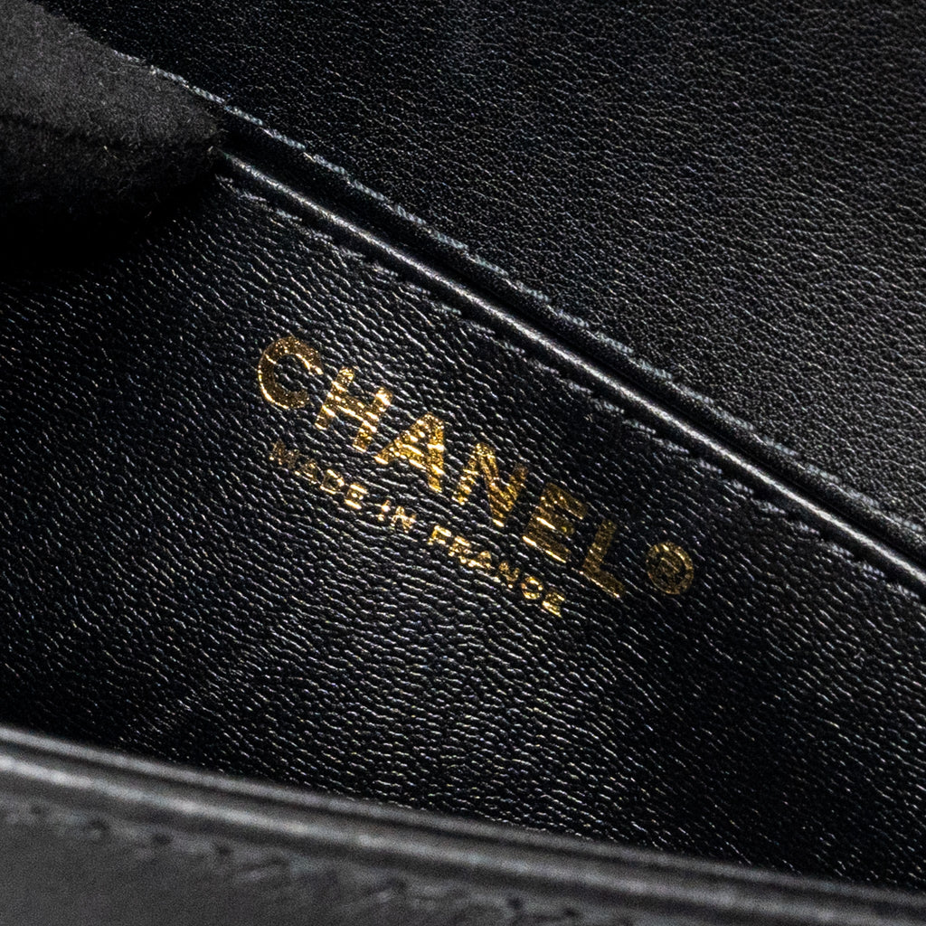 CHANEL TOP HANDLE SMALL BOY BAG LIMITED EDITION CALFSKIN BLACK GHW(MICROCHIP)