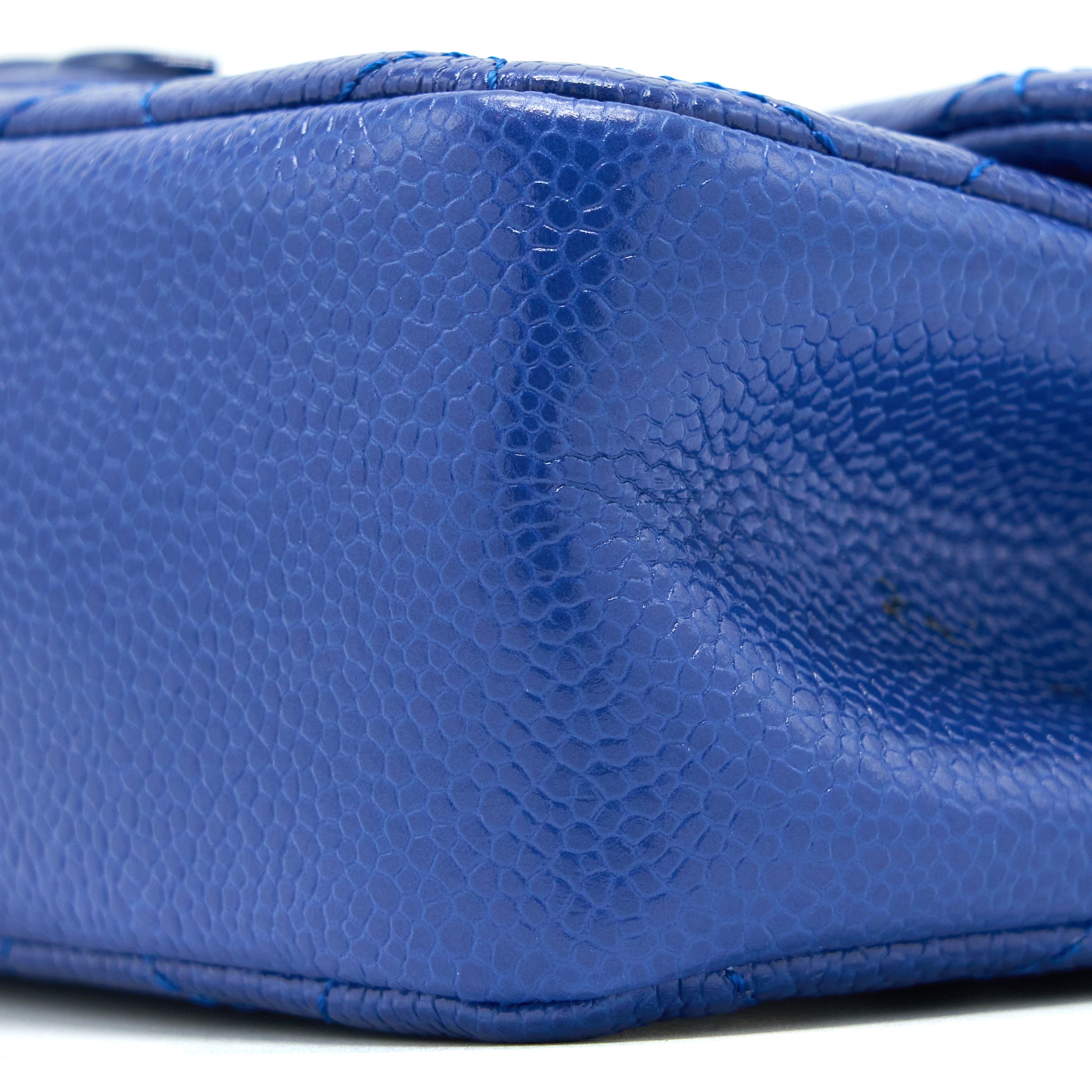 CHANEL MINI SQUARE FLAP BAG CAVIAR BLUE WITH BLUE HARDWARE