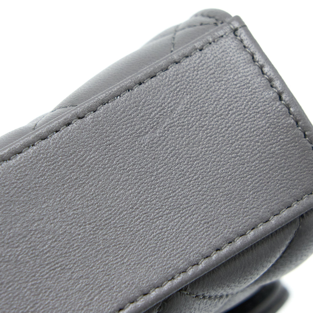 CHANEL MINI TOP HANDLE FLAP BAG LAMBSKIN DARK GREY LGHW