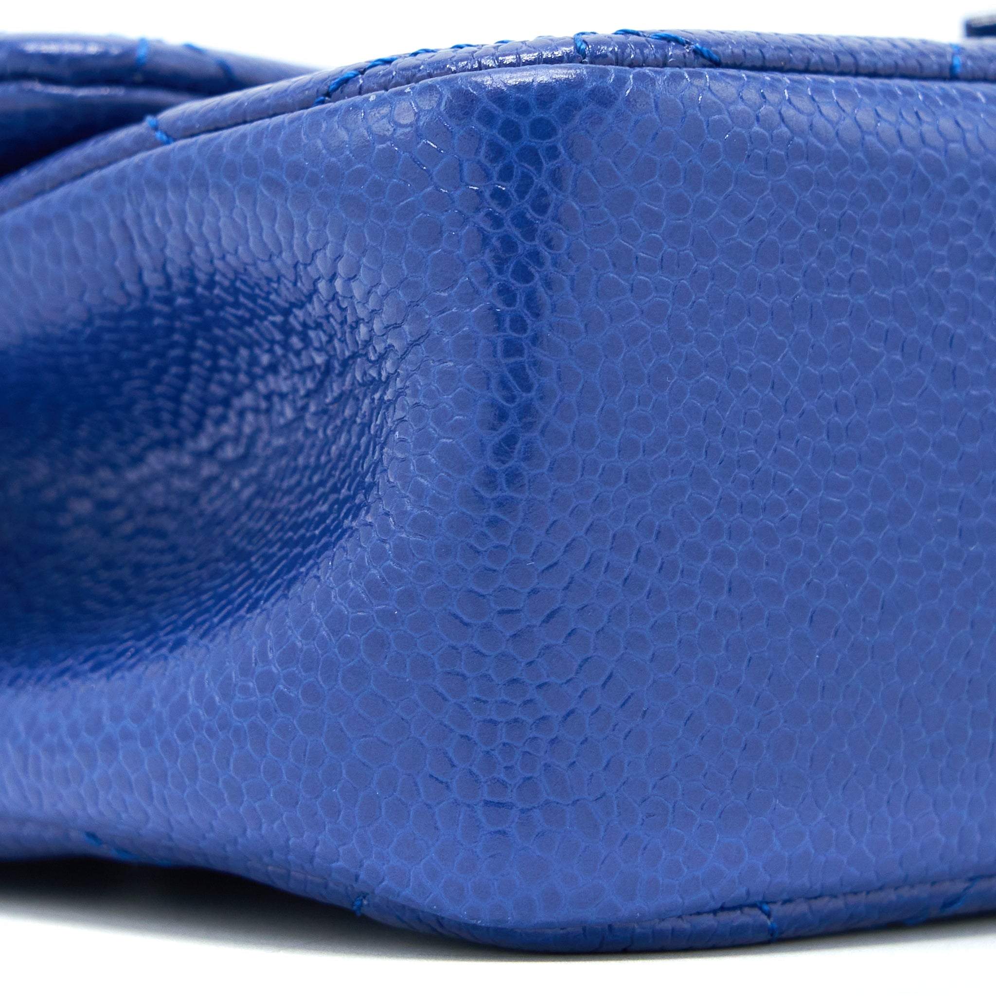CHANEL MINI SQUARE FLAP BAG CAVIAR BLUE WITH BLUE HARDWARE