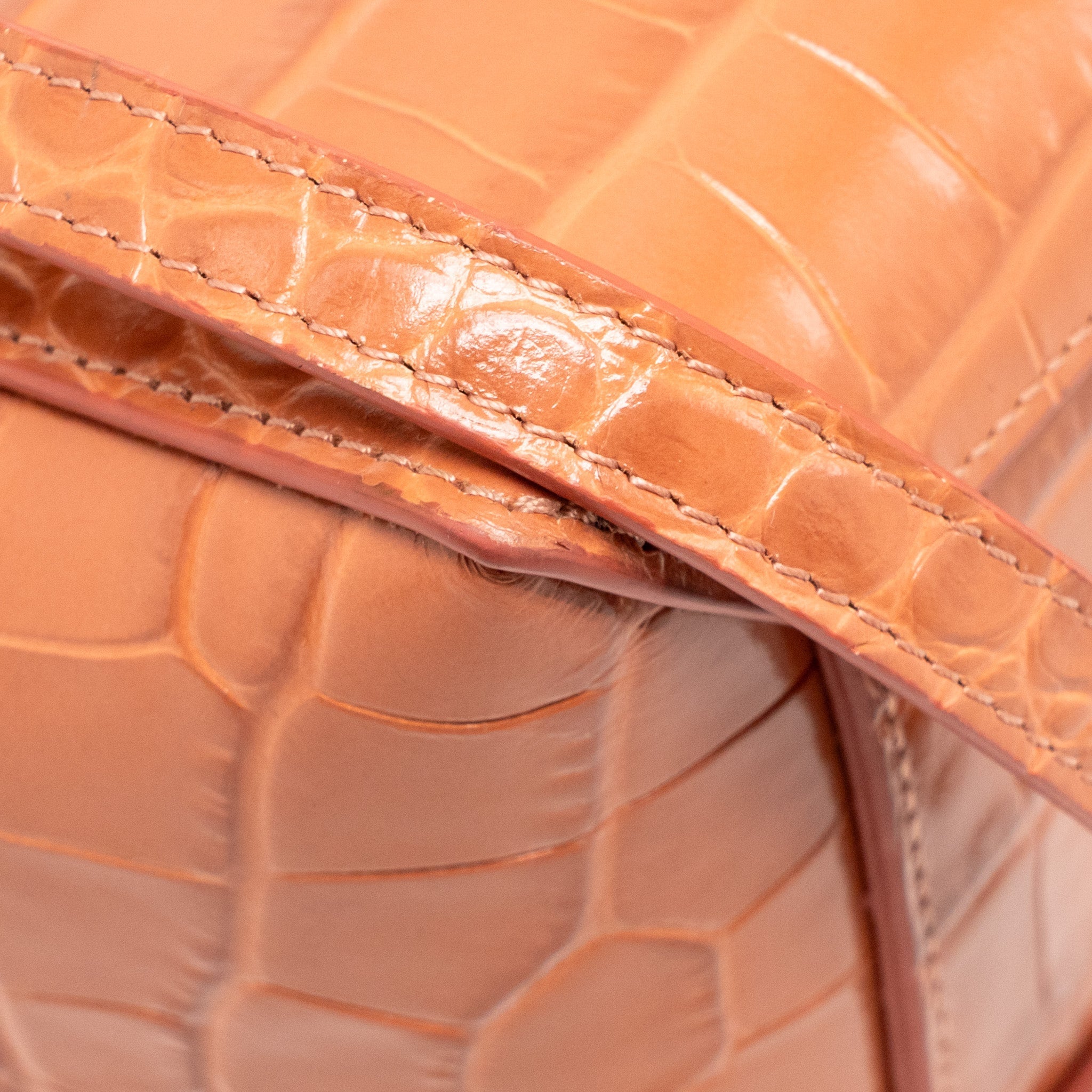 CELINE NANO BELT BAG CROC-EMBOSSED CALFSKIN LYCHEE PINK GHW