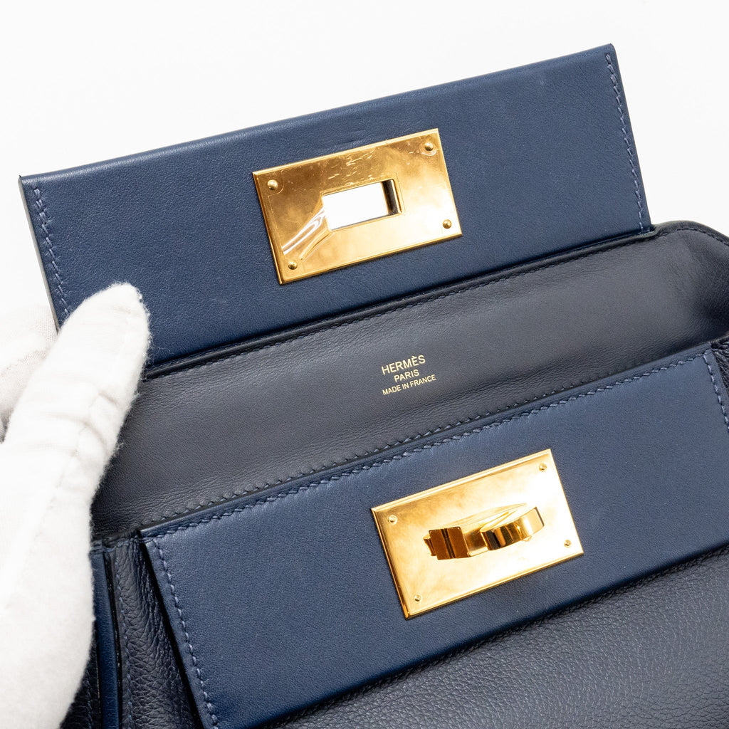 HERMES MINI 2424 24/24-21 BAG EVERCOLOR BLUE NUIT GHW