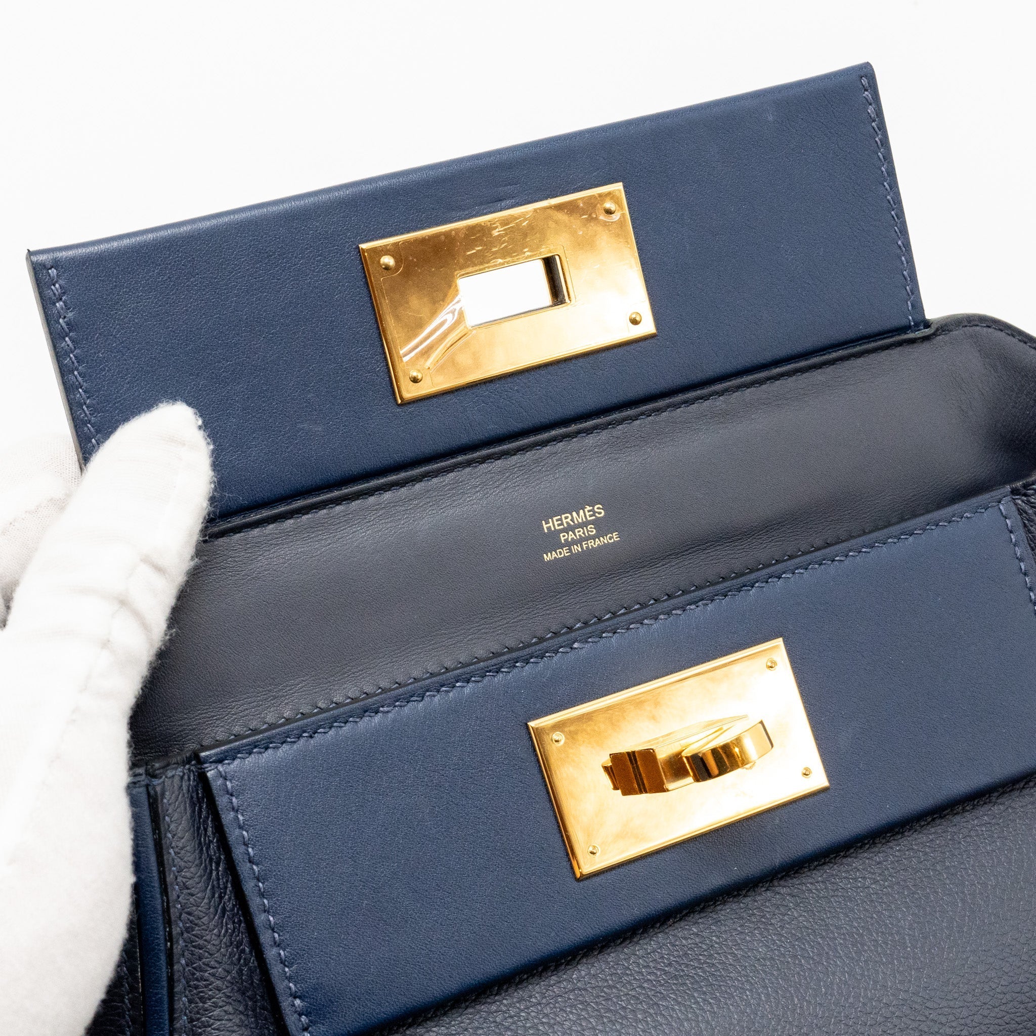 HERMES MINI 2424 24/24-21 BAG EVERCOLOR BLUE NUIT GHW