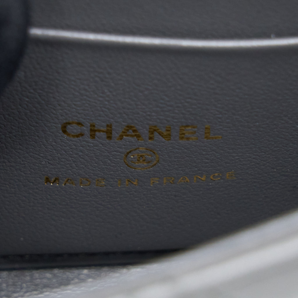 CHANEL MINI TOP HANDLE FLAP BAG LAMBSKIN DARK GREY LGHW