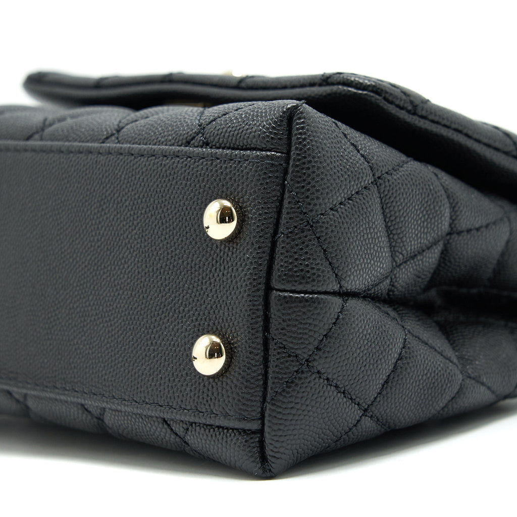 CHANEL COCO HANDLE EXTRA MINI BLACK EMBOSSED HANDLE LGHW