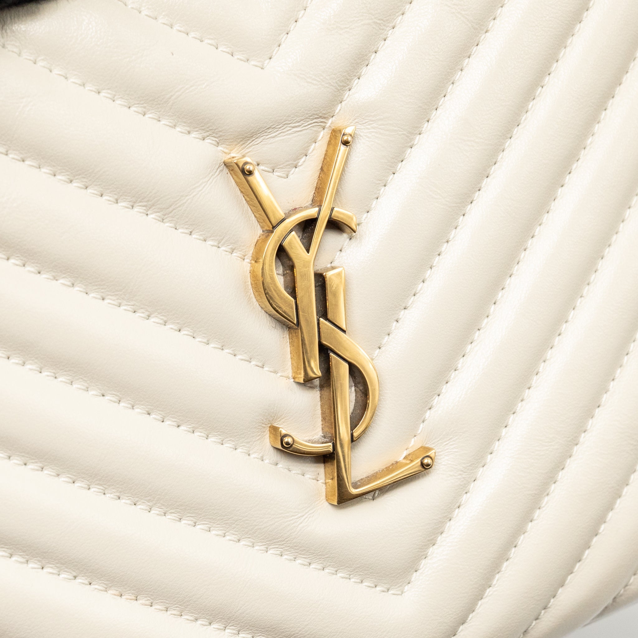 SAINT LAURENT/YSL LOU CAMERA BAG CALFSKIN WHITE GHW