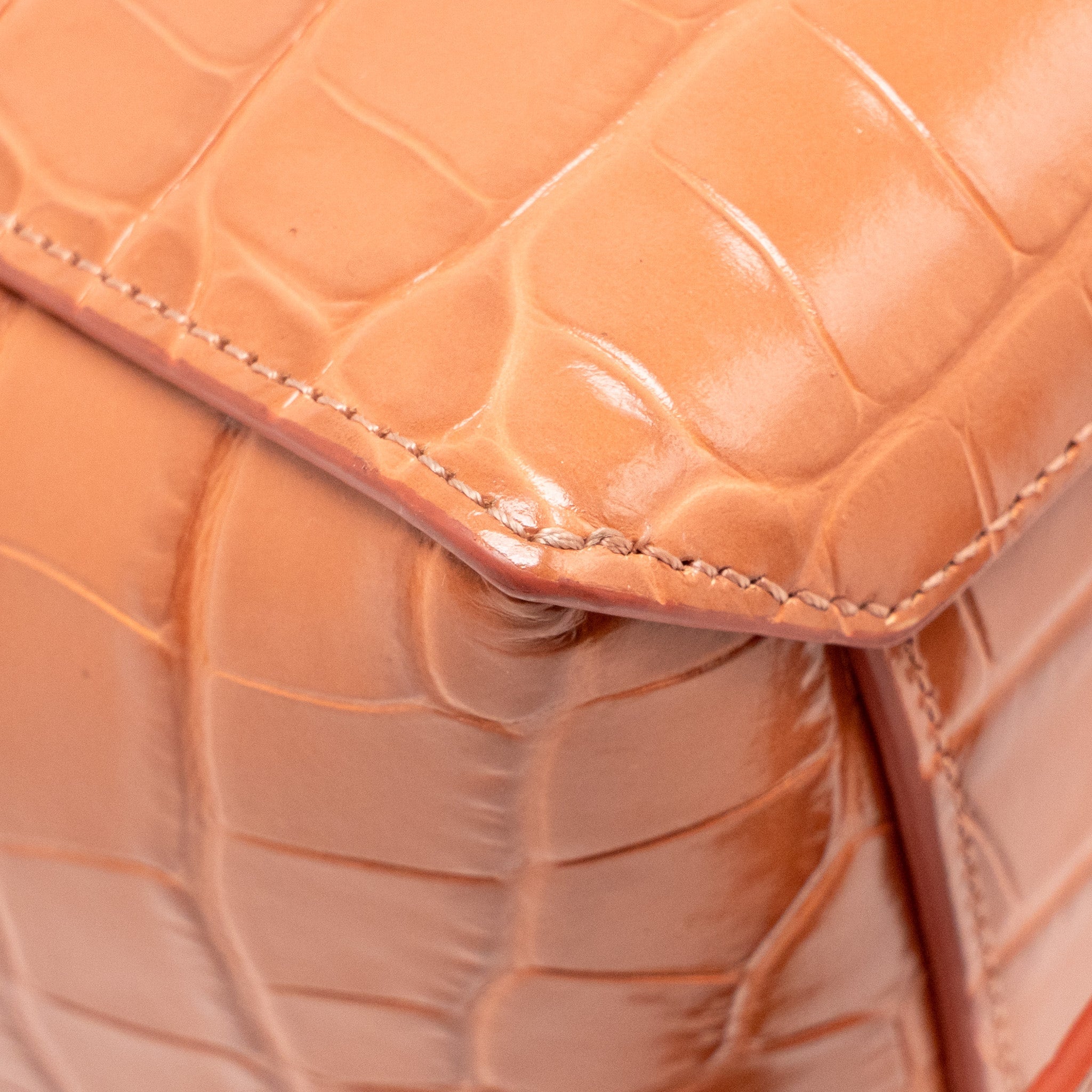 CELINE NANO BELT BAG CROC-EMBOSSED CALFSKIN LYCHEE PINK GHW