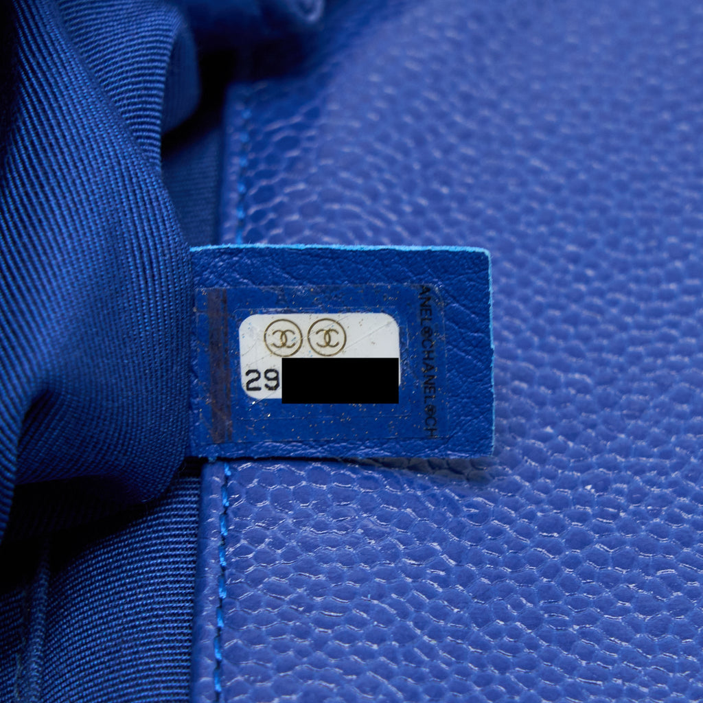 CHANEL MINI SQUARE FLAP BAG CAVIAR BLUE WITH BLUE HARDWARE