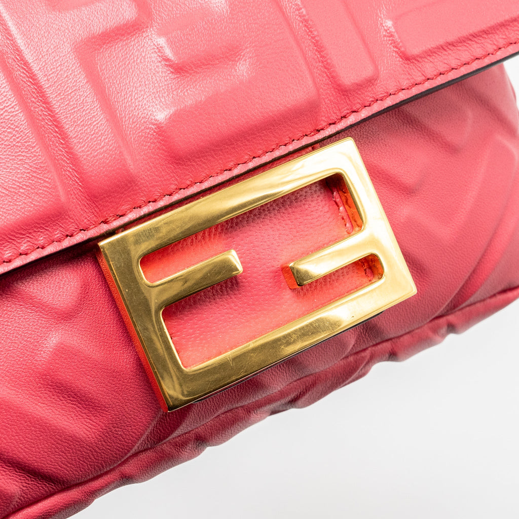 FENDI MINI BAGUETTE BAG NAPPA LAMBSKIN PINK GHW