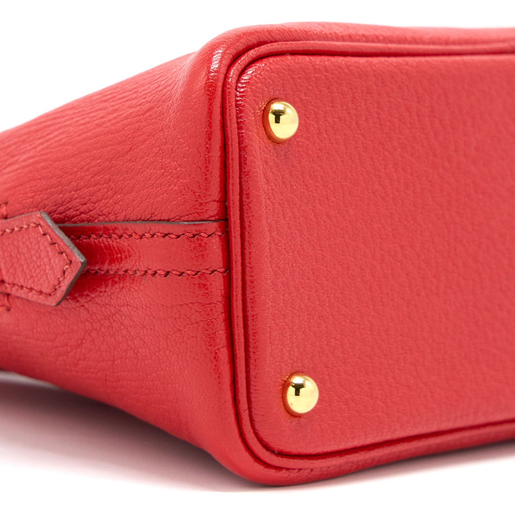 HERMES MINI BOLIDE CHEVRE ROUGE DE COEUR GHW
