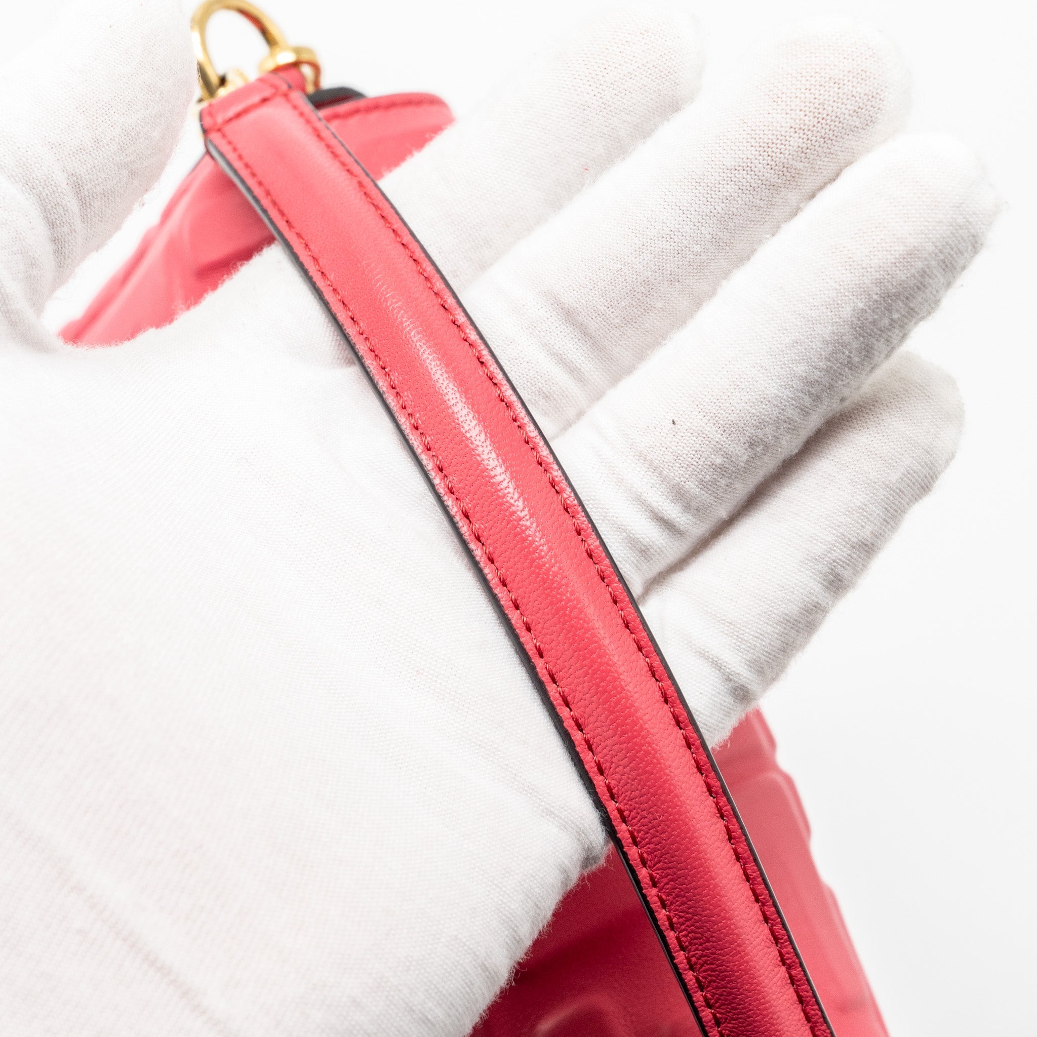 FENDI MINI BAGUETTE BAG NAPPA LAMBSKIN PINK GHW