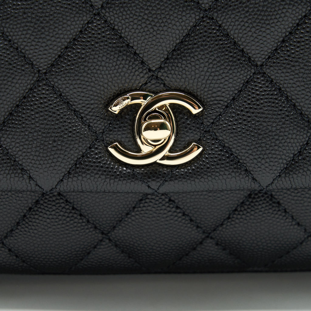 CHANEL COCO HANDLE EXTRA MINI BLACK EMBOSSED HANDLE LGHW