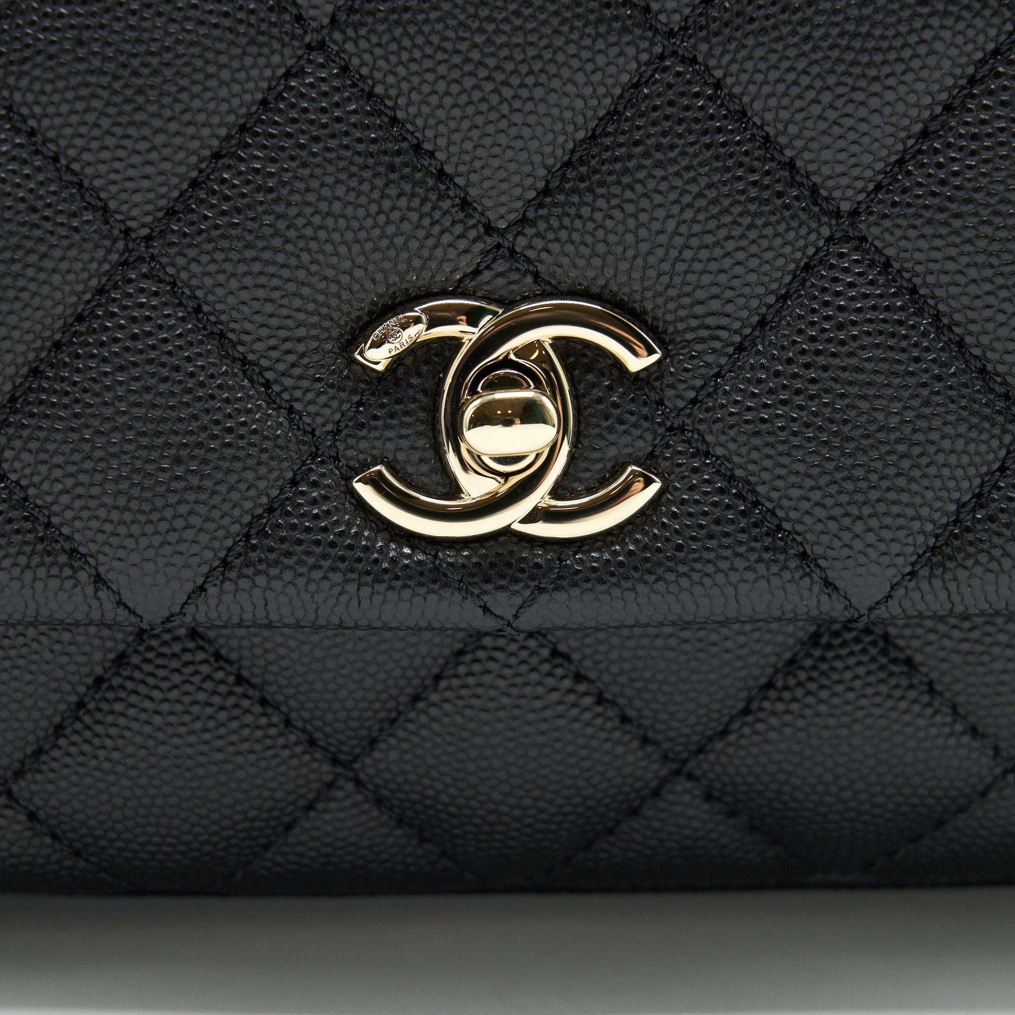 CHANEL COCO HANDLE EXTRA MINI BLACK EMBOSSED HANDLE LGHW