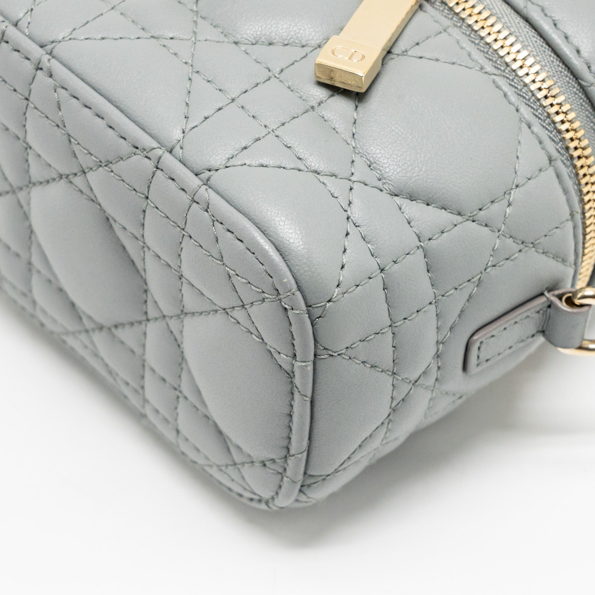 DIOR MICRO LADY DIOR VANITY CASE LAMBSKIN BLUE LGHW