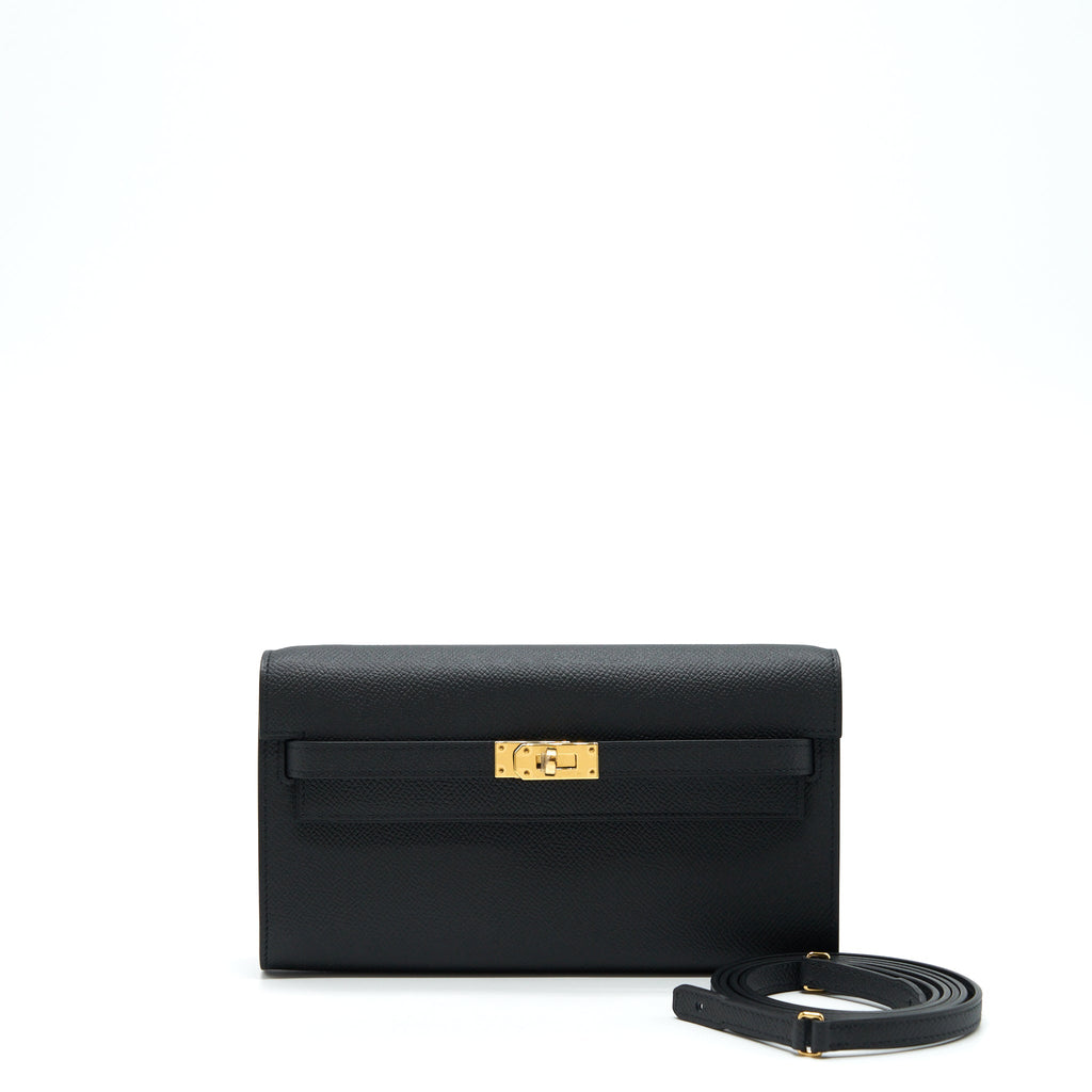 HERMES CLASSIC KELLY TO GO EPSOM BLACK GHW