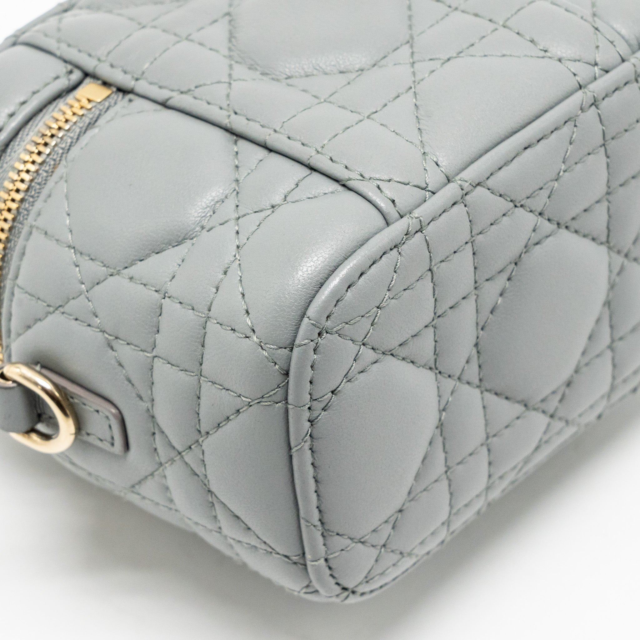 DIOR MICRO LADY DIOR VANITY CASE LAMBSKIN BLUE LGHW