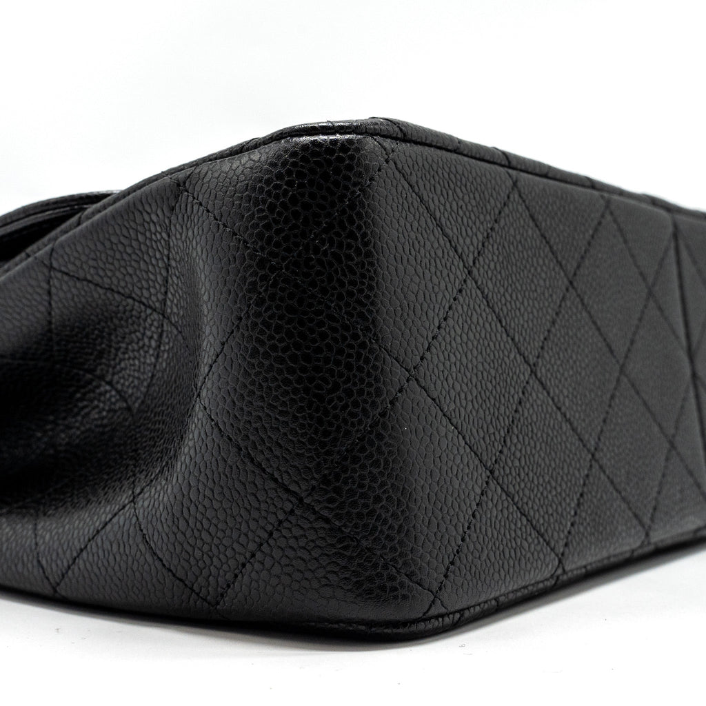 CHANEL JUMBO CLASSIC DOUBLE FLAP BAG CAVIAR BLACK SHW