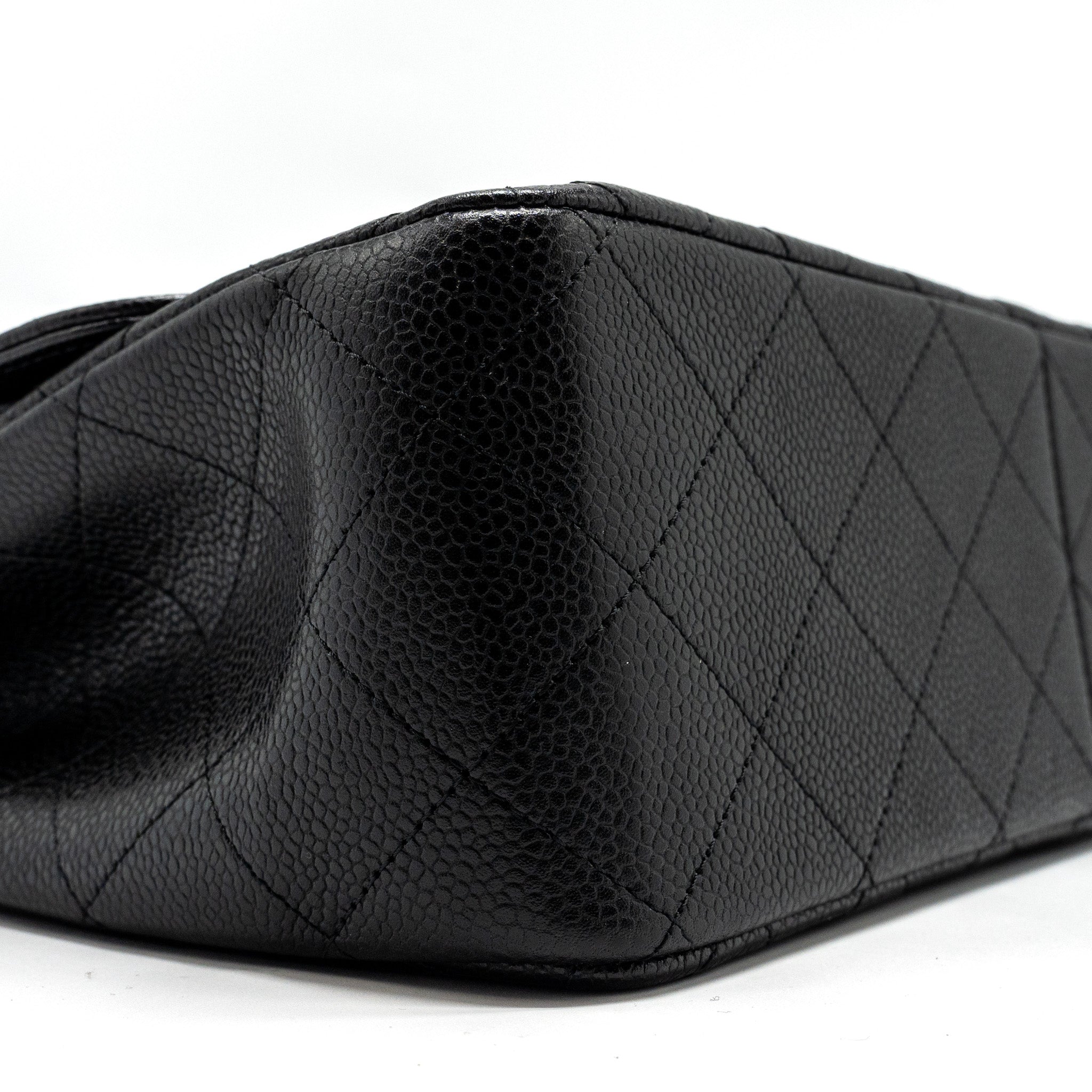 CHANEL JUMBO CLASSIC DOUBLE FLAP BAG CAVIAR BLACK SHW