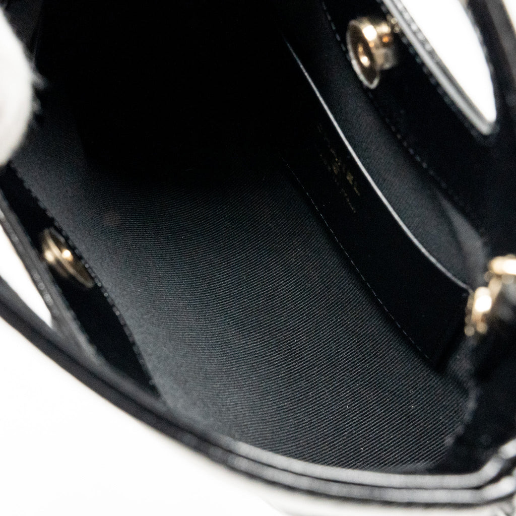 CHANEL MINI 31 CLUTCH WITH CHAIN SHINY CALFSKIN BLACK LGHW (MICROCHIP)