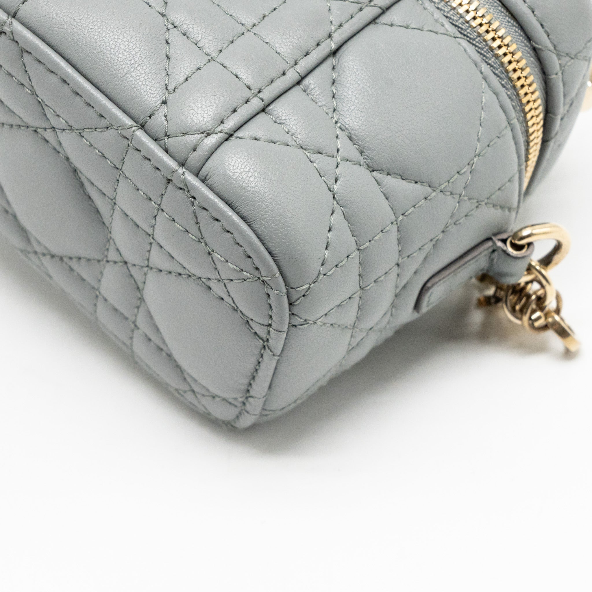 DIOR MICRO LADY DIOR VANITY CASE LAMBSKIN BLUE LGHW