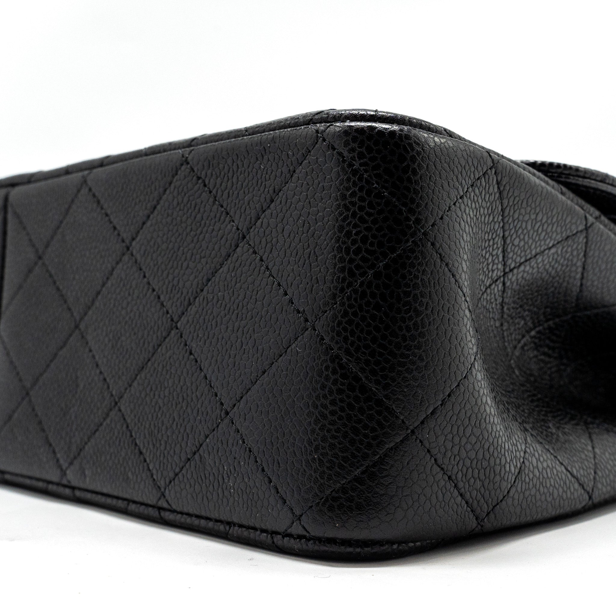 CHANEL JUMBO CLASSIC DOUBLE FLAP BAG CAVIAR BLACK SHW
