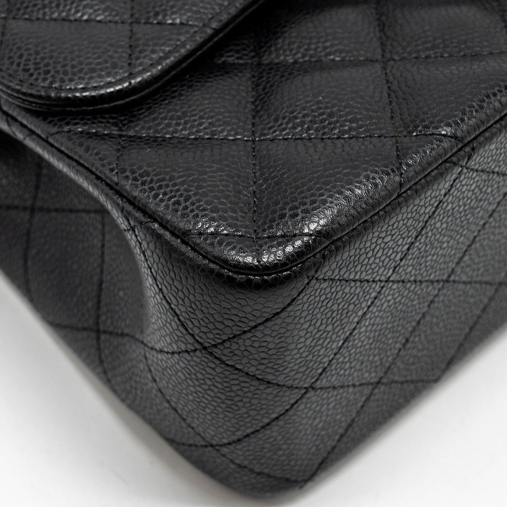 CHANEL JUMBO CLASSIC DOUBLE FLAP BAG CAVIAR BLACK SHW