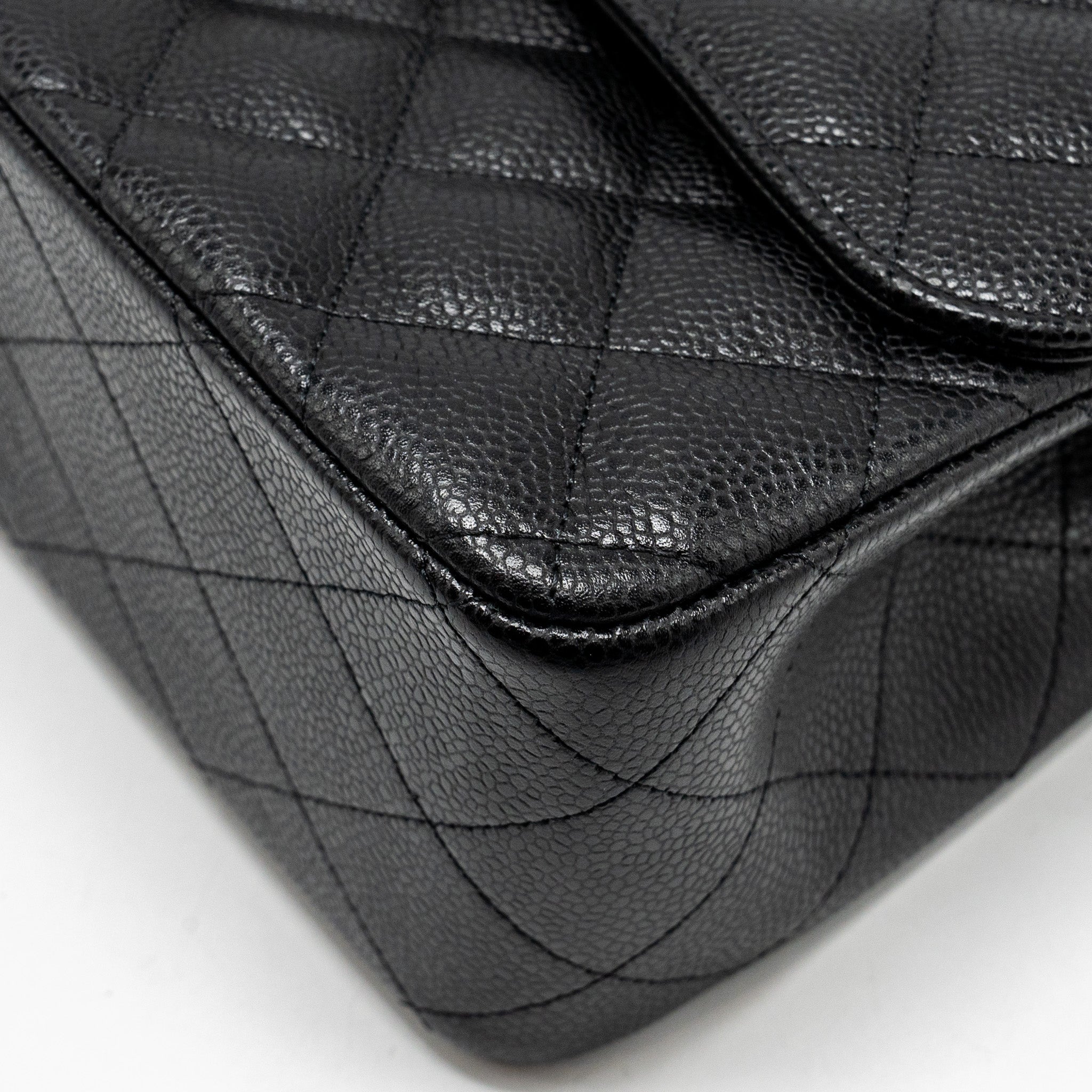 CHANEL JUMBO CLASSIC DOUBLE FLAP BAG CAVIAR BLACK SHW