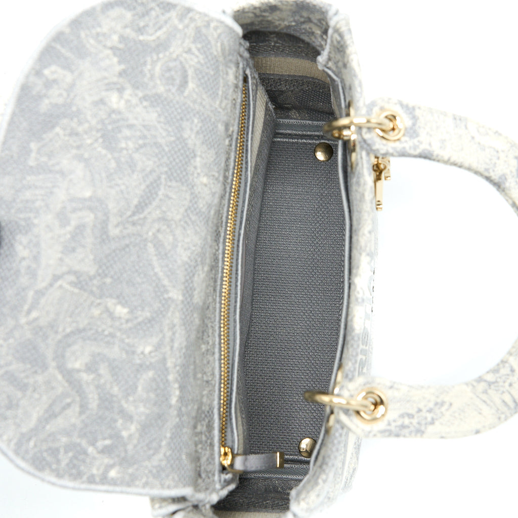 DIOR MEDIUM LADY DIOR BAG D-LITE BAG LIGHT GREY LGHW