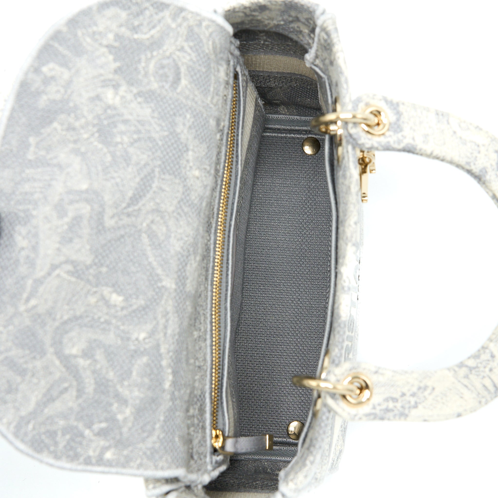 DIOR MEDIUM LADY DIOR BAG D-LITE BAG LIGHT GREY LGHW