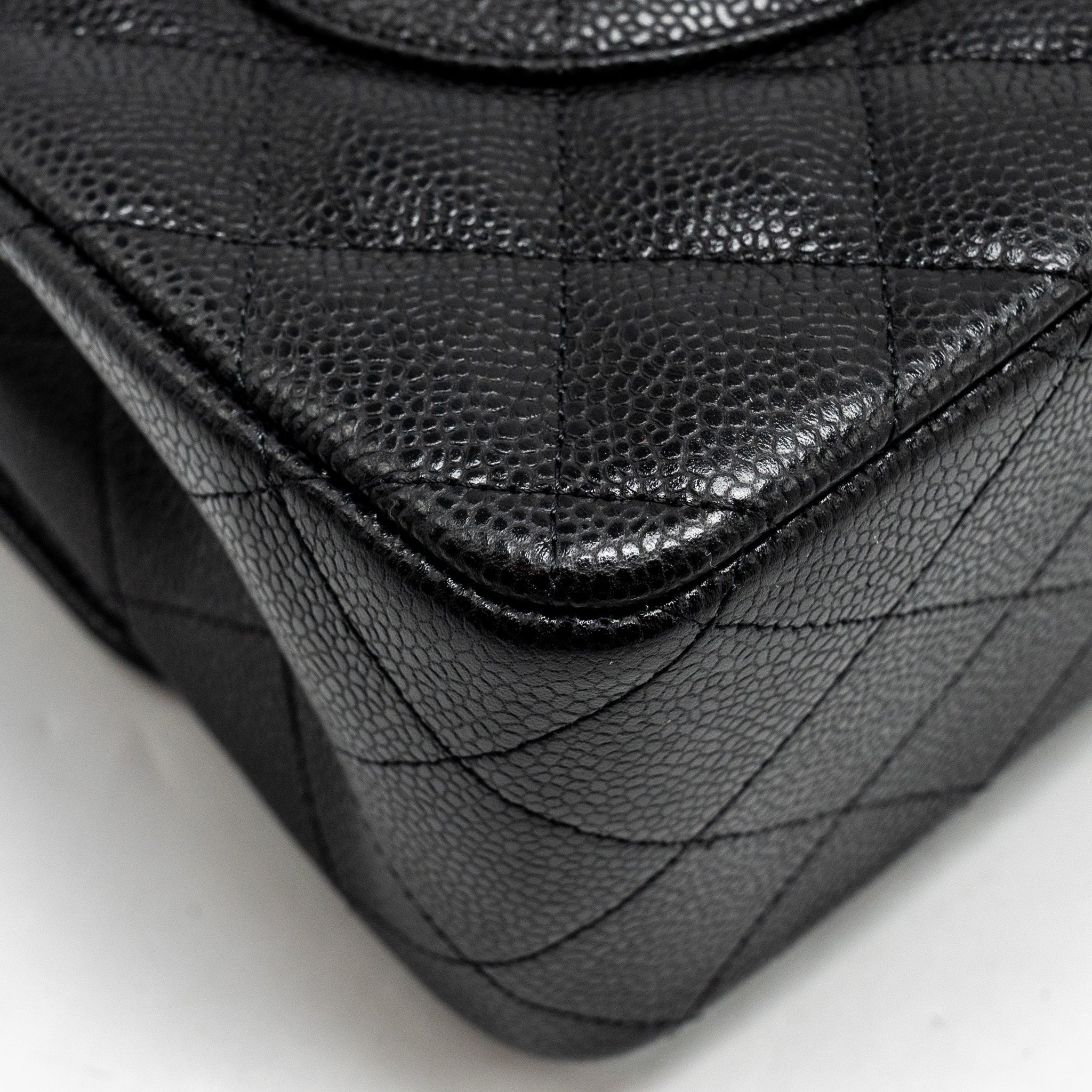 CHANEL JUMBO CLASSIC DOUBLE FLAP BAG CAVIAR BLACK SHW