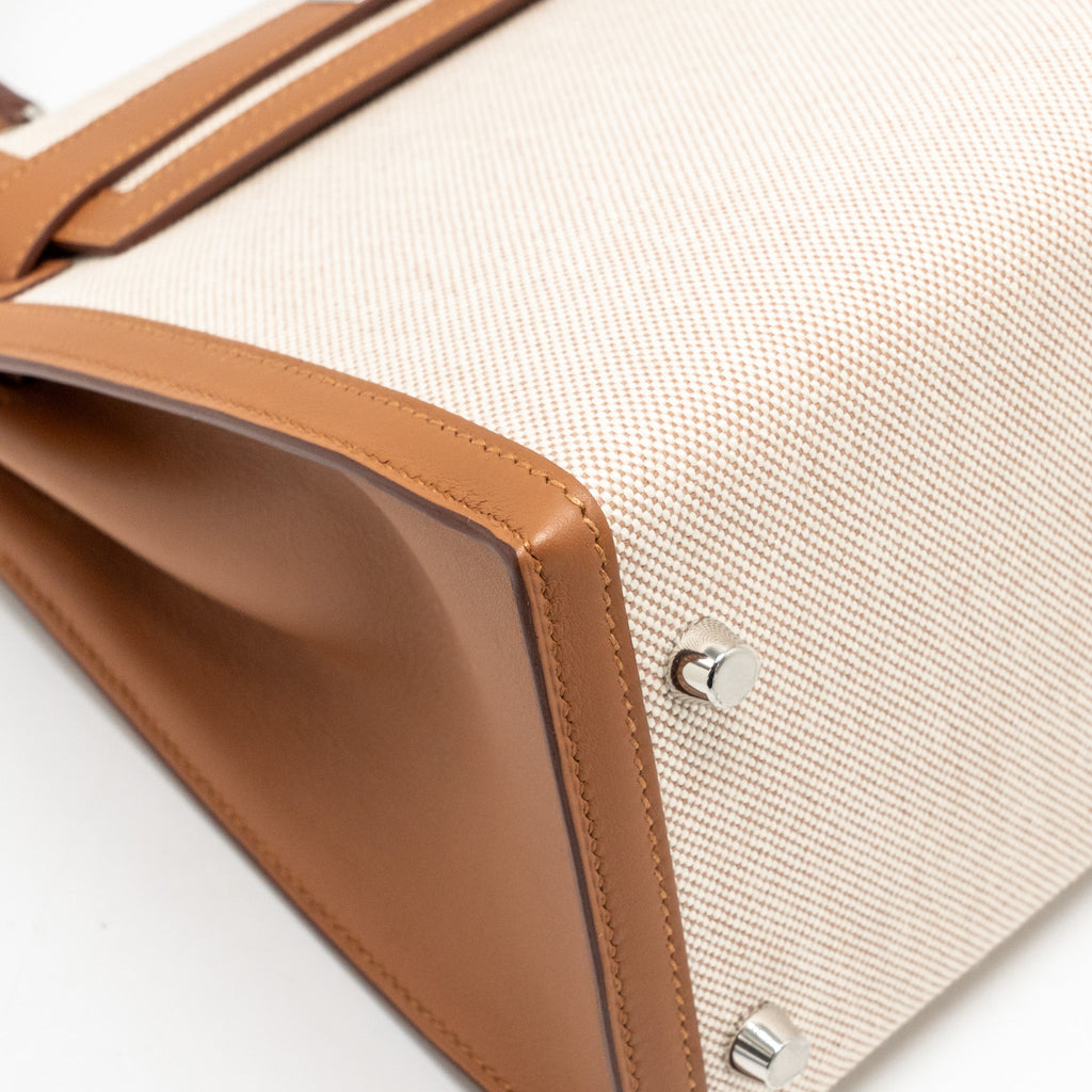 HERMES KELLY 28 TOILE H/SWIFT ECRU/GOLD SHW