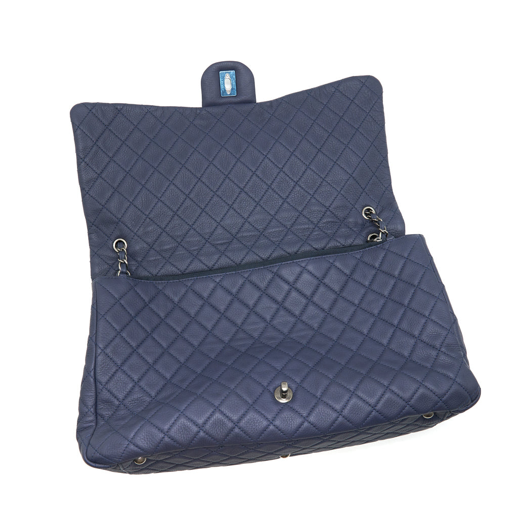 CHANEL XXL AIRLINE CLASSIC FLAP BAG IN NAVY SHW