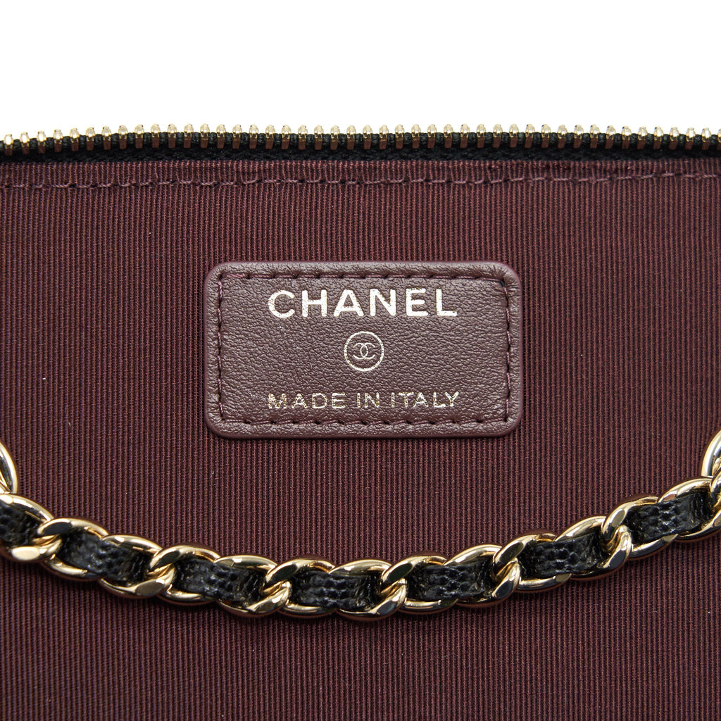 CHANEL CAVIAR SMALL LONG VANITY WITH CHAIN BLACK LGHW