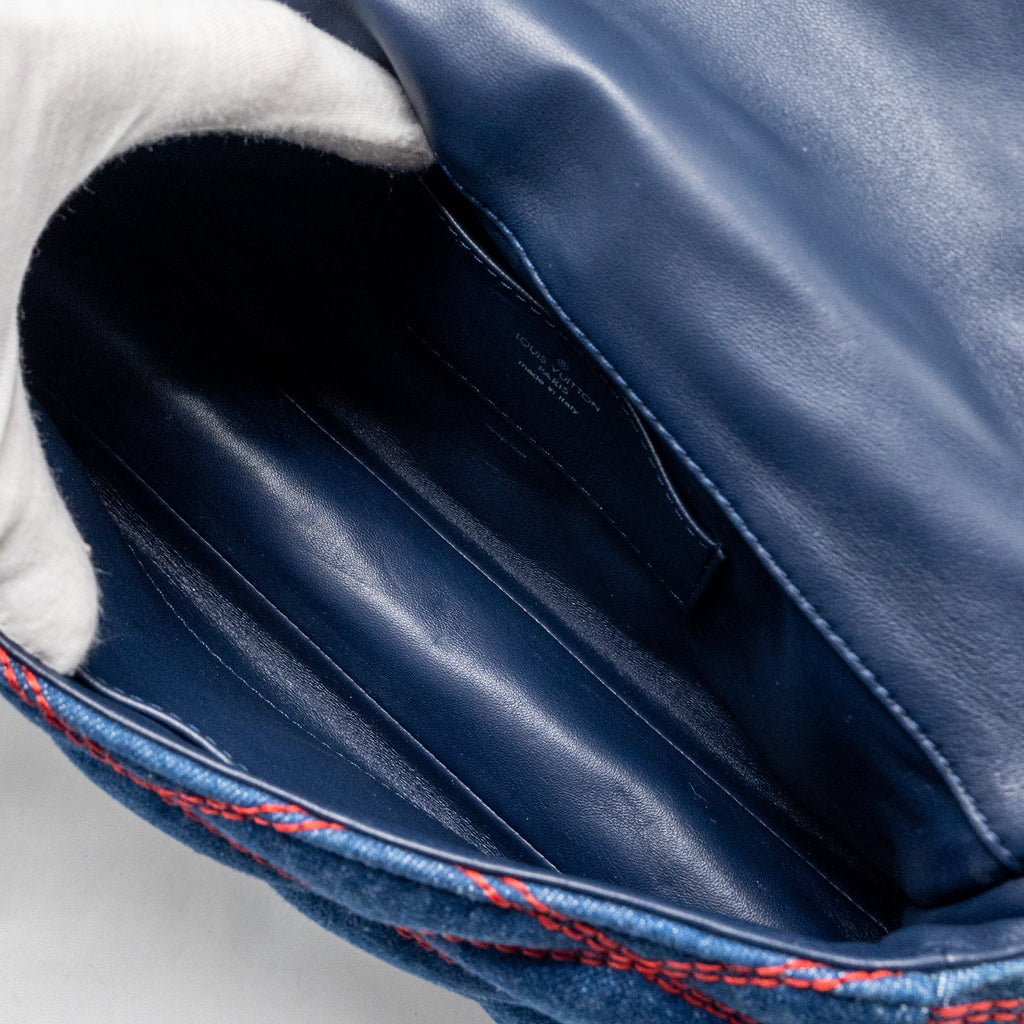 LOUIS VUITTON MALLETAHE GO-14 MM BAG DENIM/LEATHER BLUE/RED SHW