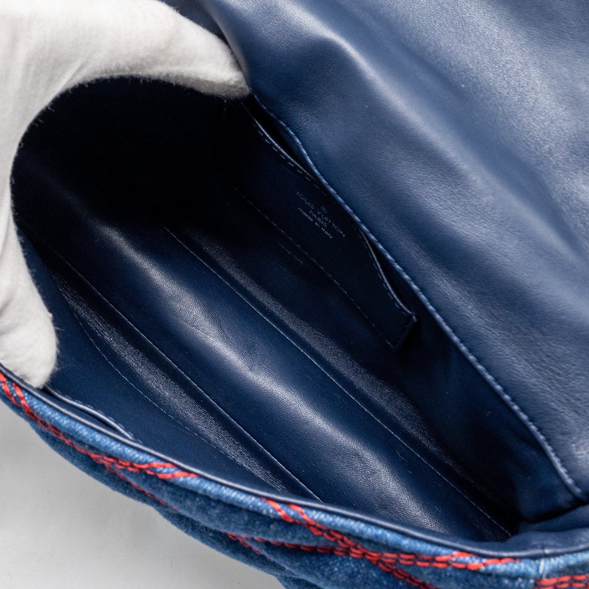 LOUIS VUITTON MALLETAHE GO-14 MM BAG DENIM/LEATHER BLUE/RED SHW