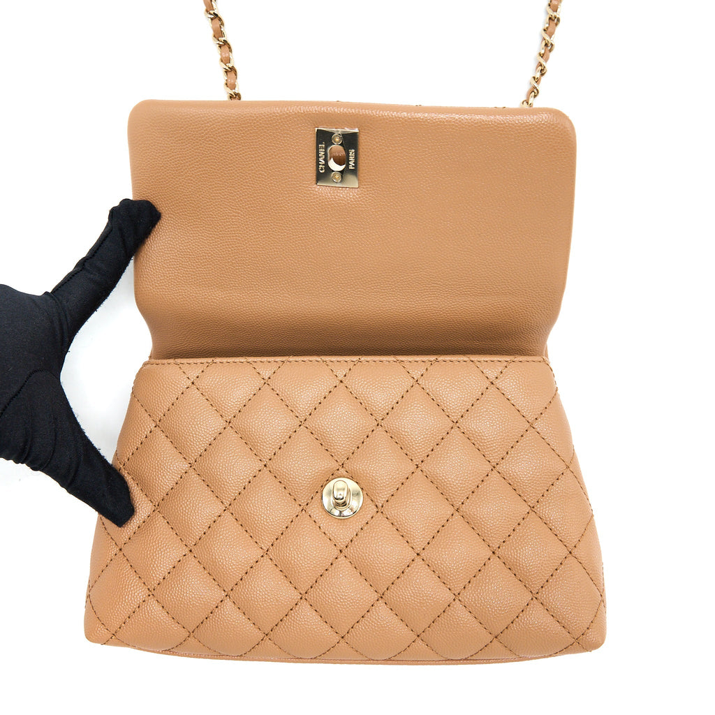CHANEL SMALL COCO HANDLE CAVIAR BROWN GHW