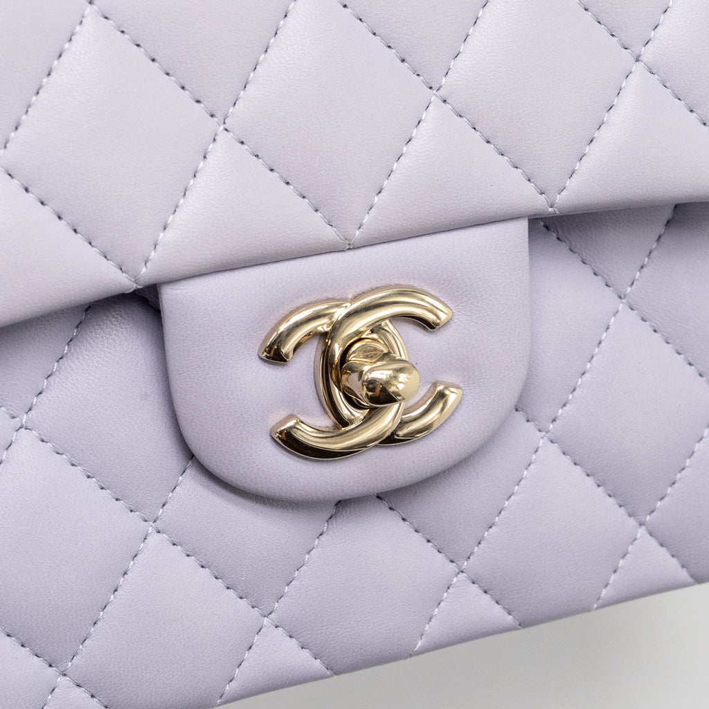 CHANEL SMALL CLASSIC DOUBLE FLAP BAG LAMBSKIN LIGHT PURPLE LGHW(MICROCHIP)
