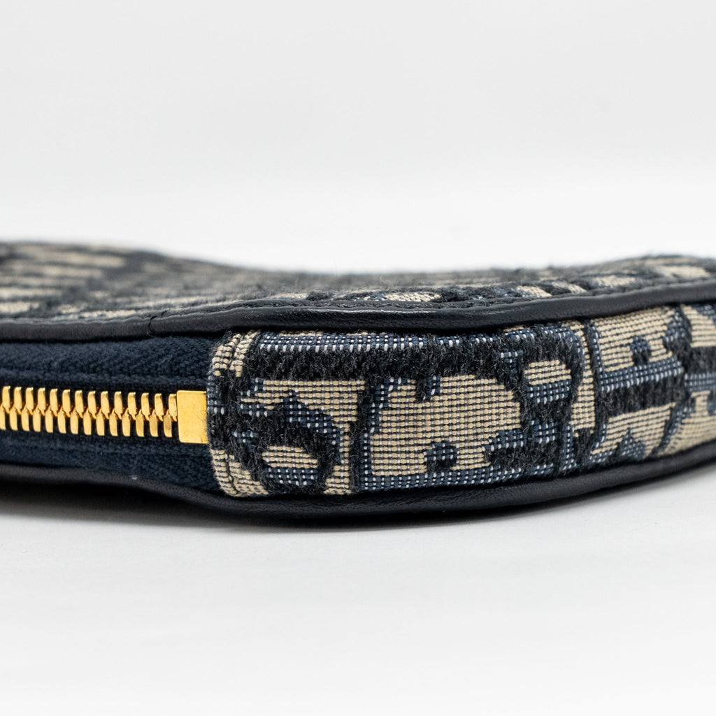 DIOR 30 MONTAIGNE PHONE POUCH OBLIQUE JACQUARD CANVAS NAVY GHW