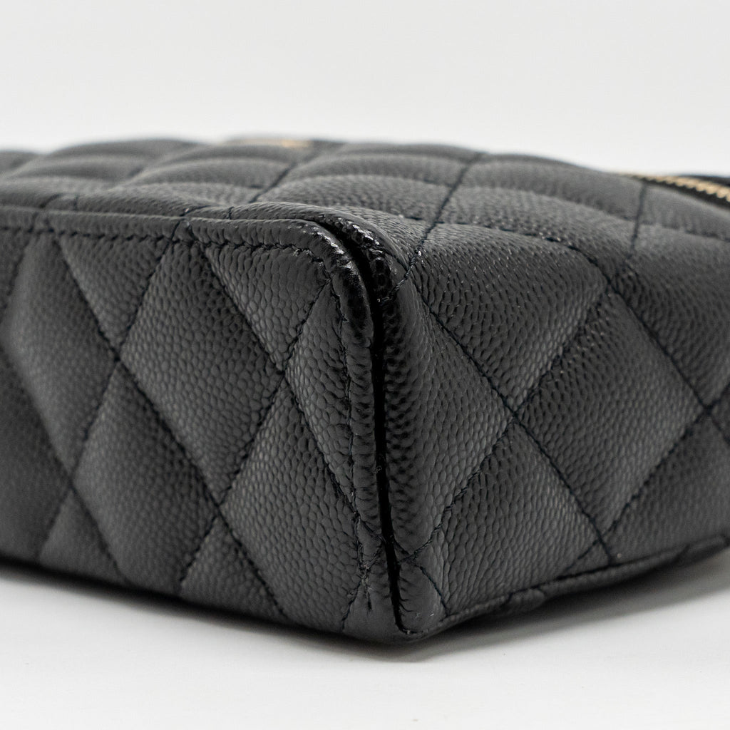 CHANEL CC TOP HANDLE VANITY BAG CAVIAR BLACK LGHW (MICROCHIP)